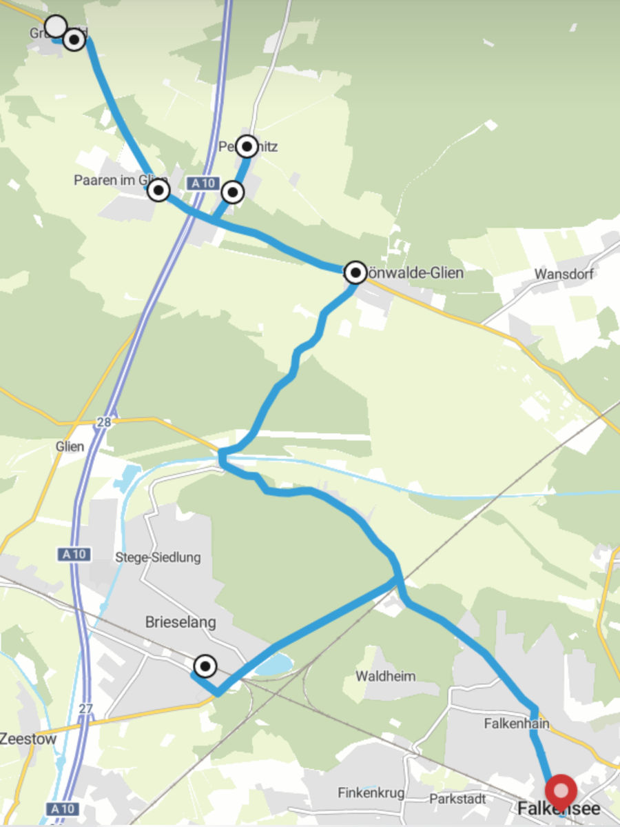 Routenkarte Linie 686 - Verbindung der Ortsteile mit Brieselang und Falkensee